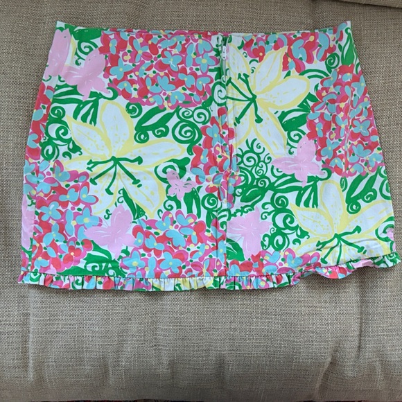 Lilly Pulitzer Floral Mini Skirt - Pink, Green, Yellow - Picture 3 of 6